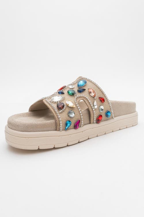 Forever & Always Shoes Denilla Leather Embellished Slide Sandal