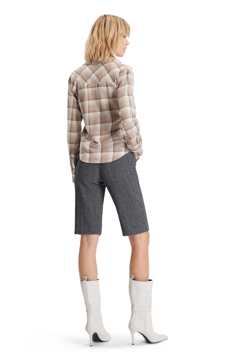 THEO The Label Europa Plaid Flannel Crystal Shirt, Alternate, color, Wheat