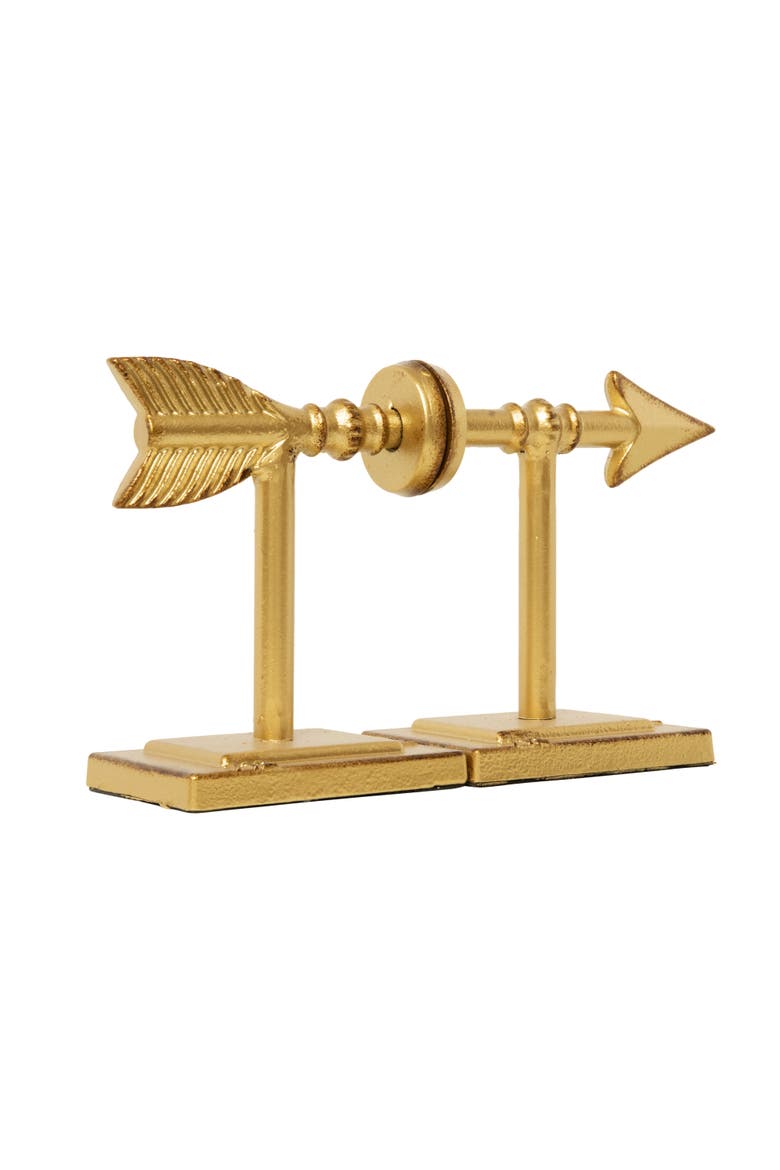 Decorative Cast Metal Arrow Bookends, Gold, Set of 2, Alternate, color, Gold