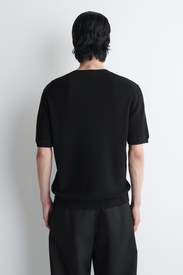 Open-collar Henley T-shirt, Alternate, color, BLACK