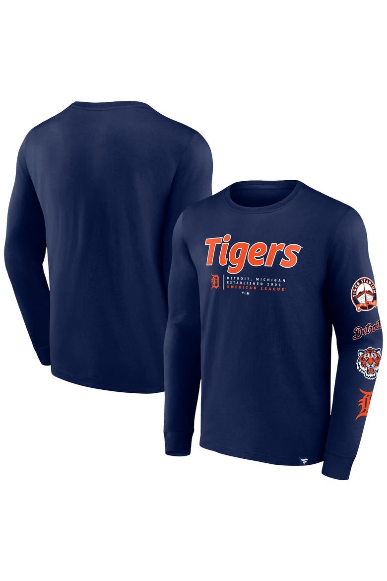 Men's Fanatics Branded Navy Detroit Tigers Strike the Goal Long Sleeve T-Shirt, Main, color, Navy
