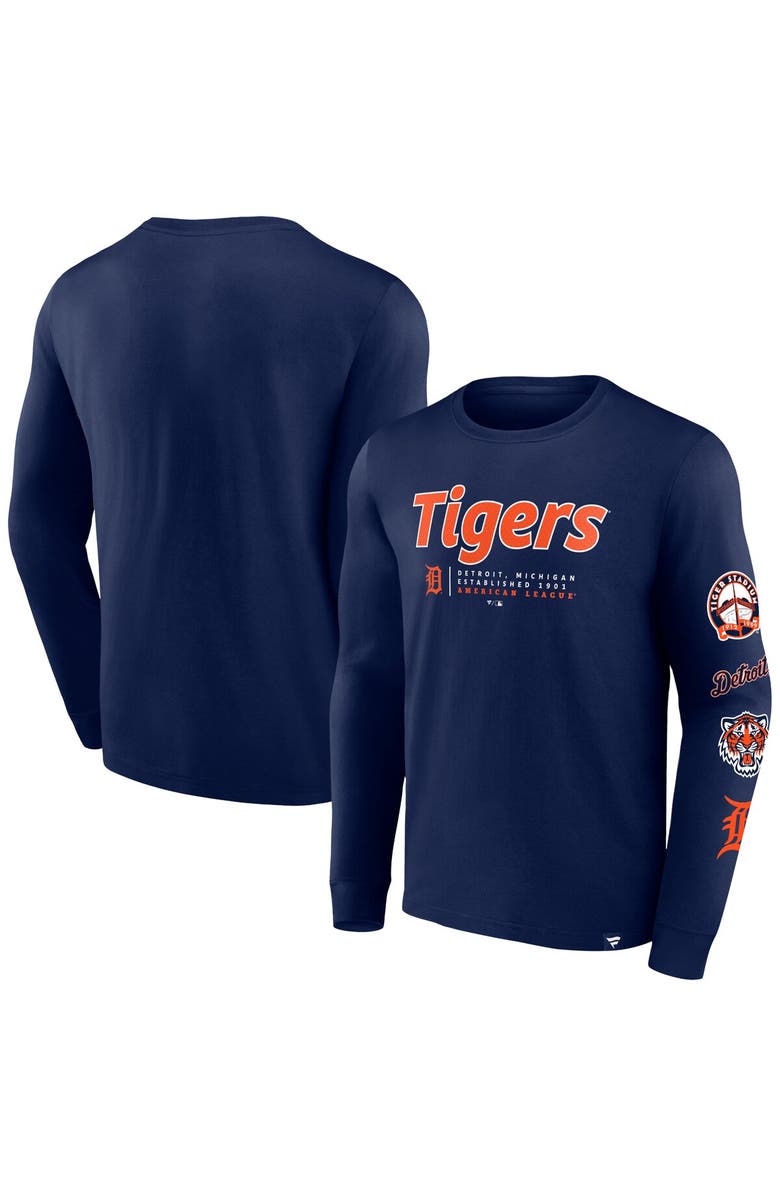 FANATICS Men's Fanatics Branded Navy Detroit Tigers Strike the Goal Long Sleeve T-Shirt, Main, color, 