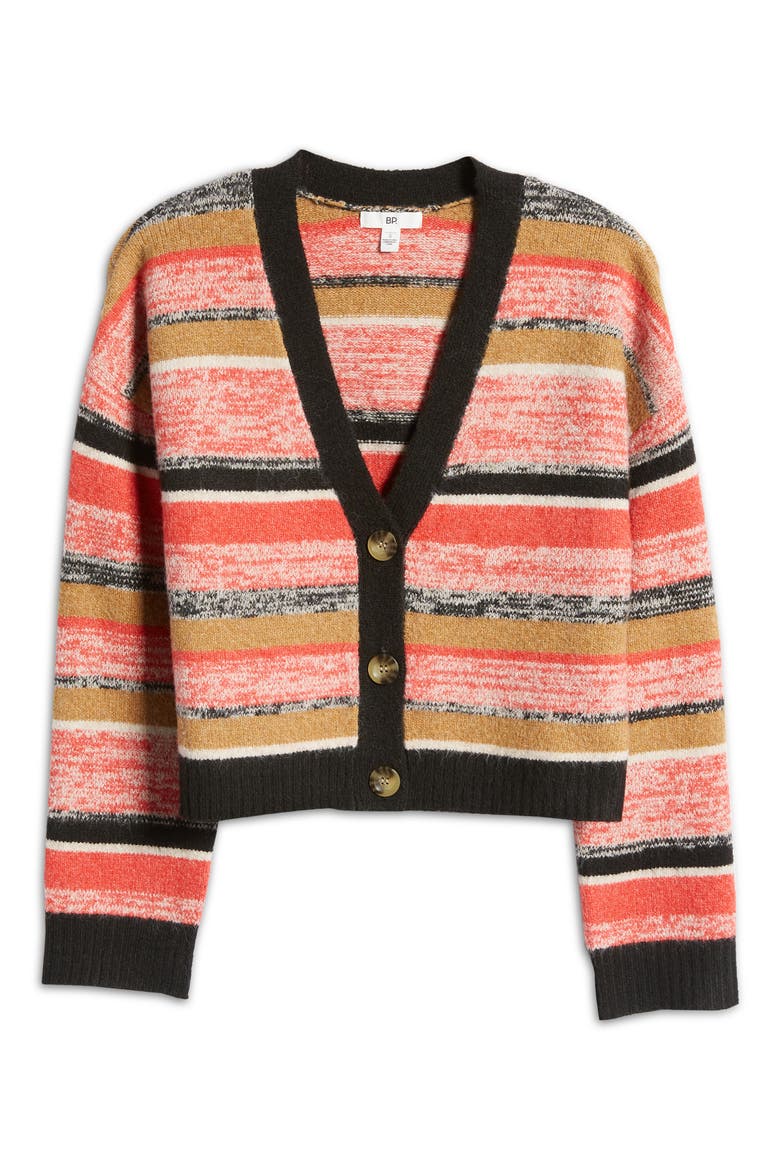 Crop Cardigan, Alternate, color, BLACK MARL STRIPE