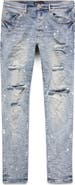 PURPLE BRAND Ripped Paint Splatter Stretch Skinny Jeans