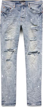 PURPLE BRAND Ripped Paint Splatter Stretch Skinny Jeans