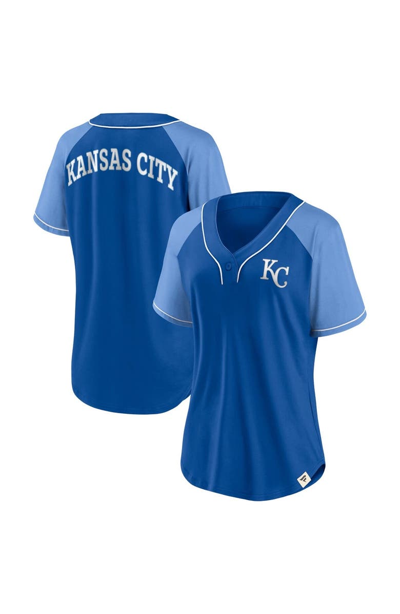 FANATICS Women's Fanatics Branded Royal Kansas City Royals Bunt Raglan V-Neck T-Shirt, Alternate, color,