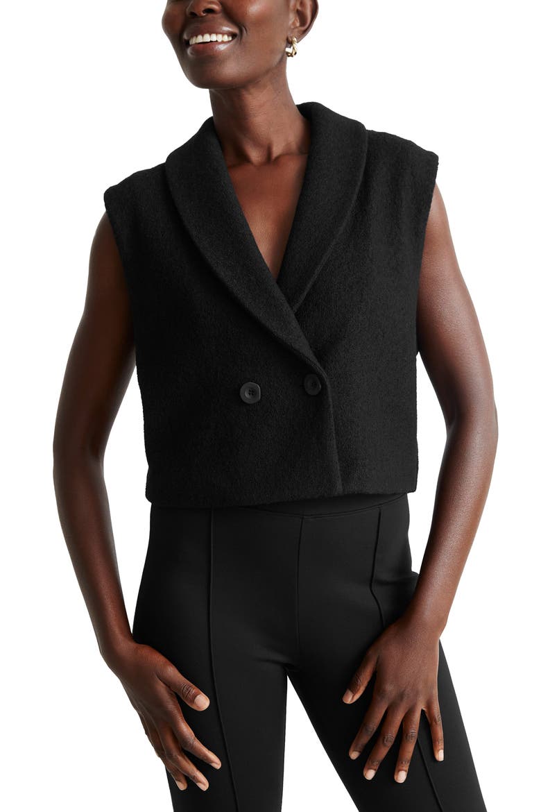 Double Breasted Blazer Vest, Main, color, BLACK