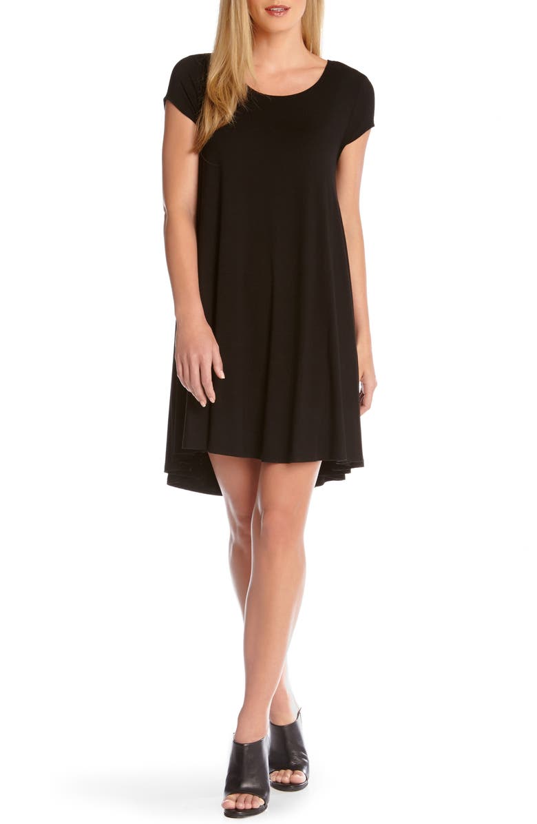 Karen Kane Maggie Cap Sleeve Trapeze Dress, Main, color, Black