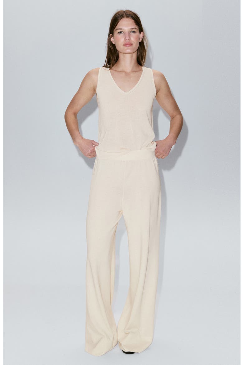 Elastic Waist Straight Leg Pants, Alternate, color, SAND