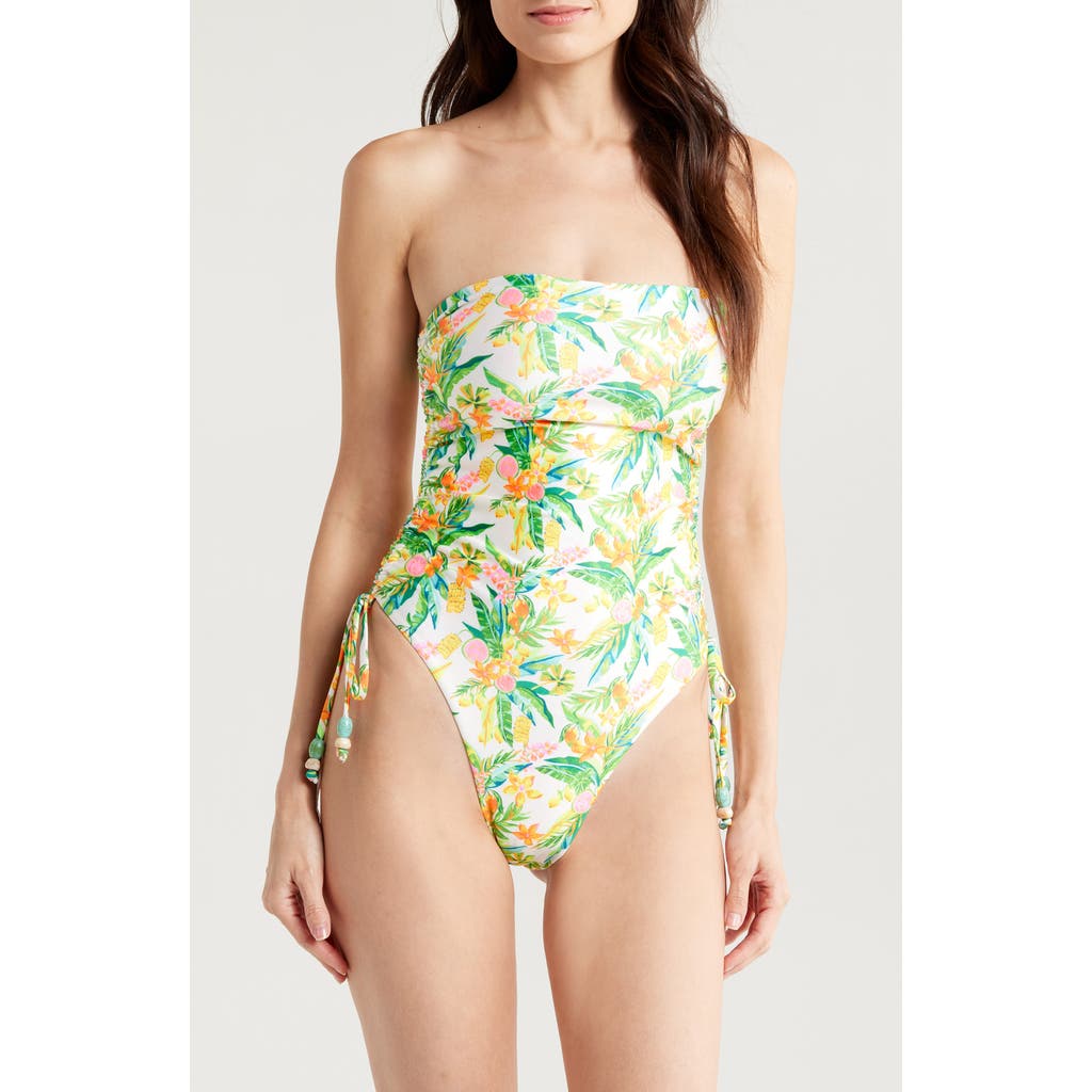 Kulani Kinis Strapless Cinched Tie One-piece Swimsuit In Golden Hour