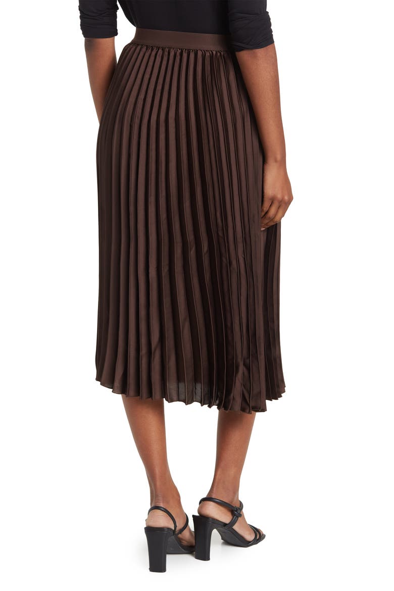 Satin Pleated Skirt, Alternate, color, ESPRESSO