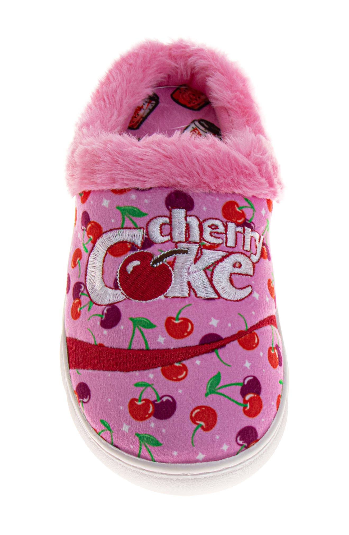 JOSMO Cherry Coke<sup>®</sup> Faux Fur Trim Slipper, Alternate, color, Cherry
