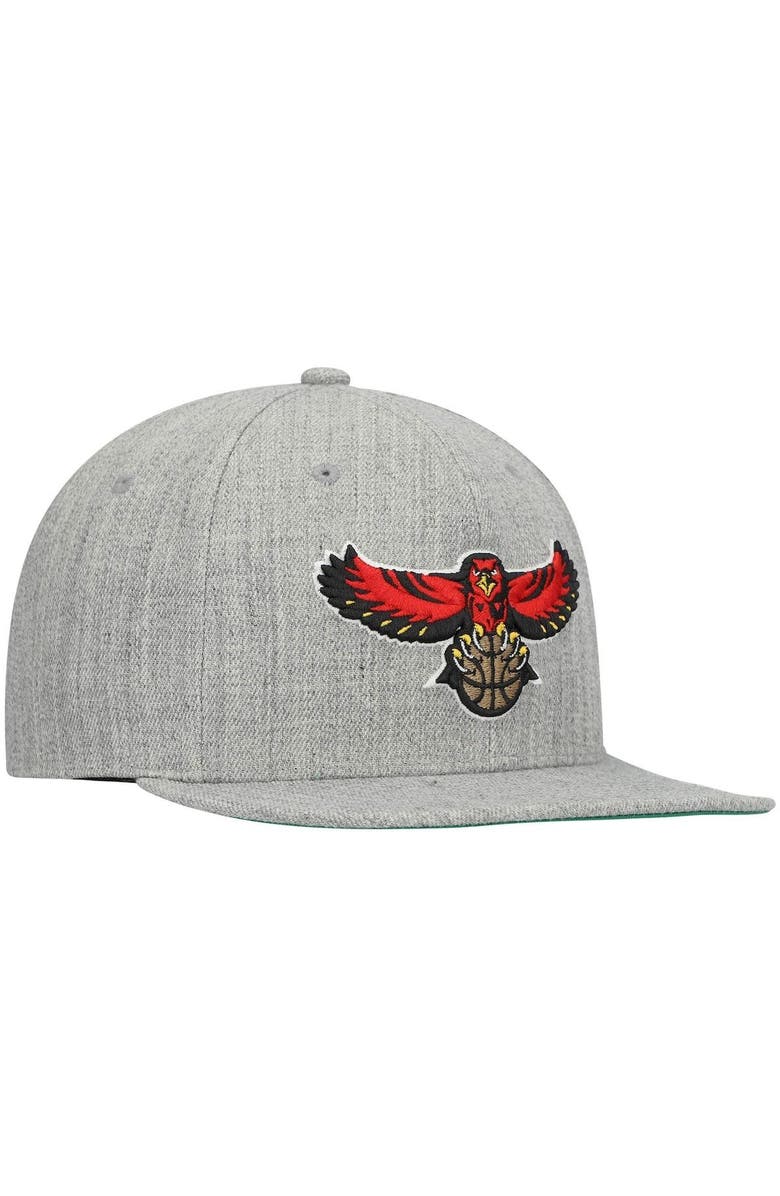 Mitchell & Ness Men's Mitchell & Ness Heathered Gray Atlanta Hawks Hardwood Classics Team 2.0 Snapback Hat, Alternate, color, Heather Gray