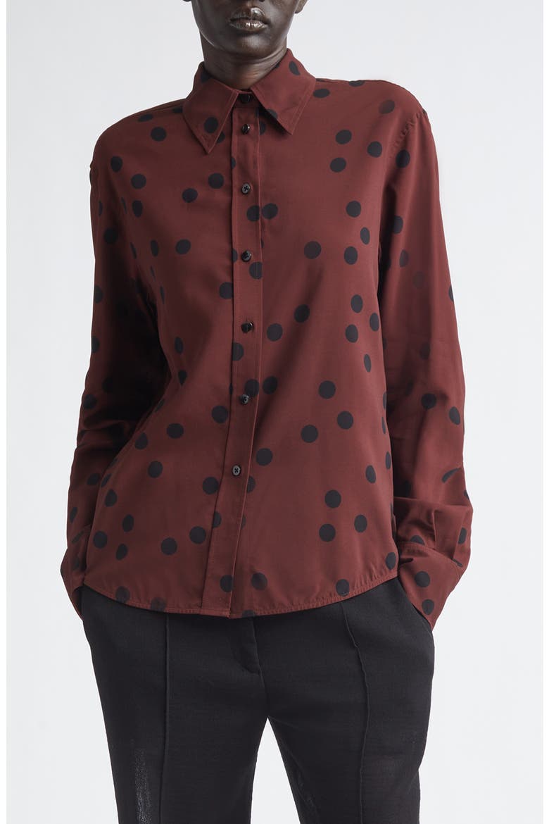 Paz Dot Print Button-Up Shirt, Main, color, ESPRESSO MULTI