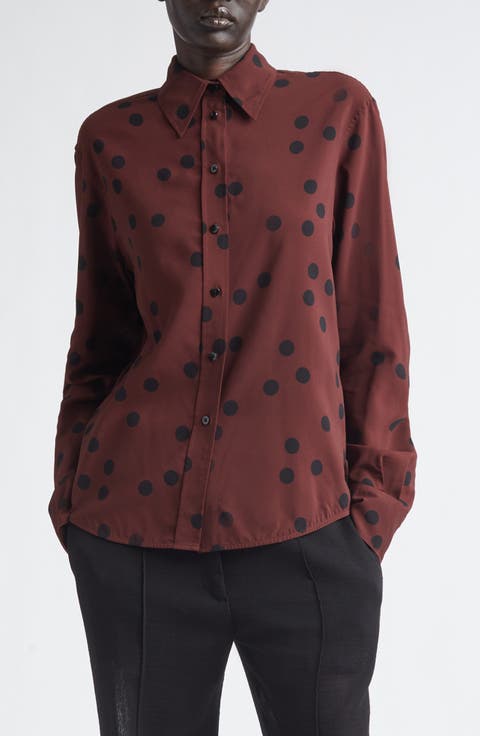 Paz Dot Print Button-Up Shirt
