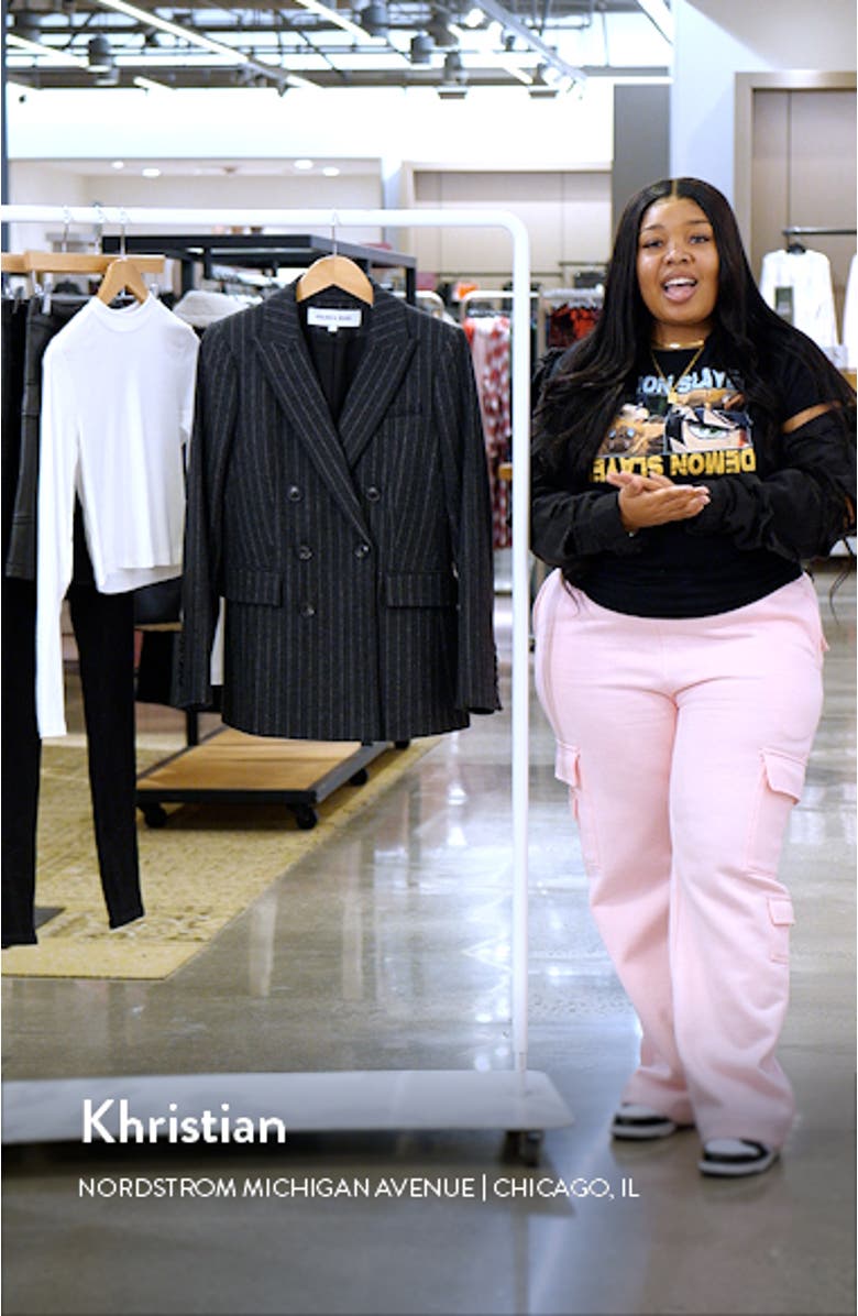 Ellette Chalk Stripe Stretch Wool Dickey Jacket, sales video thumbnail