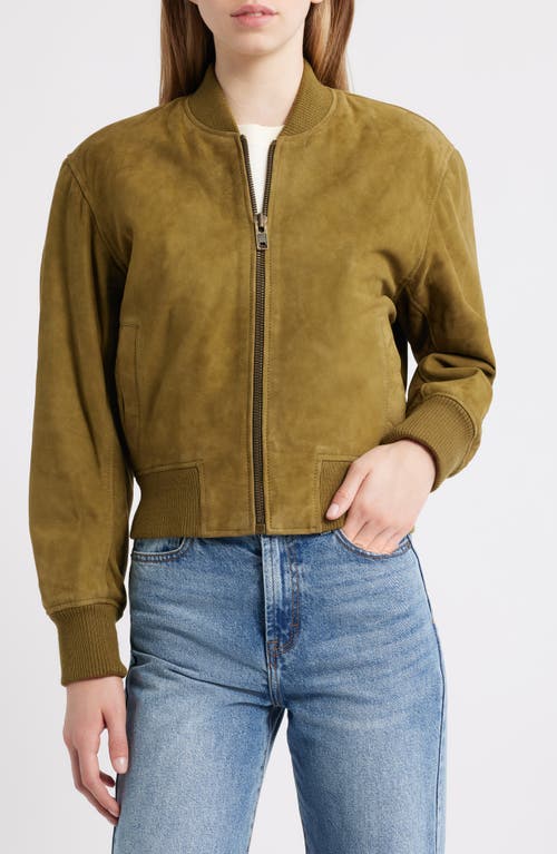 Schott Nyc Suede Bomber Jacket In Green