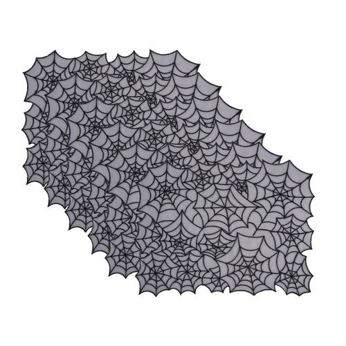 C & F Home C&f Home Spider Web Set Of 6 Rectangle Halloween Translucent Placemats 14" X 20" In Black