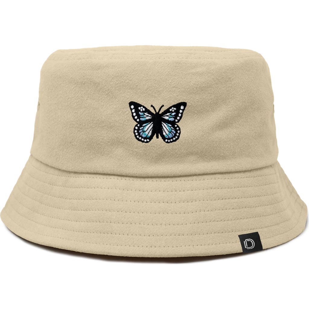 Dalix Butterfly Bucket Hat In Sesame Beige