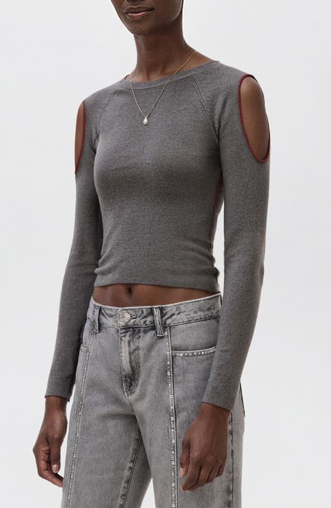Cold Shoulder Crewneck Sweater