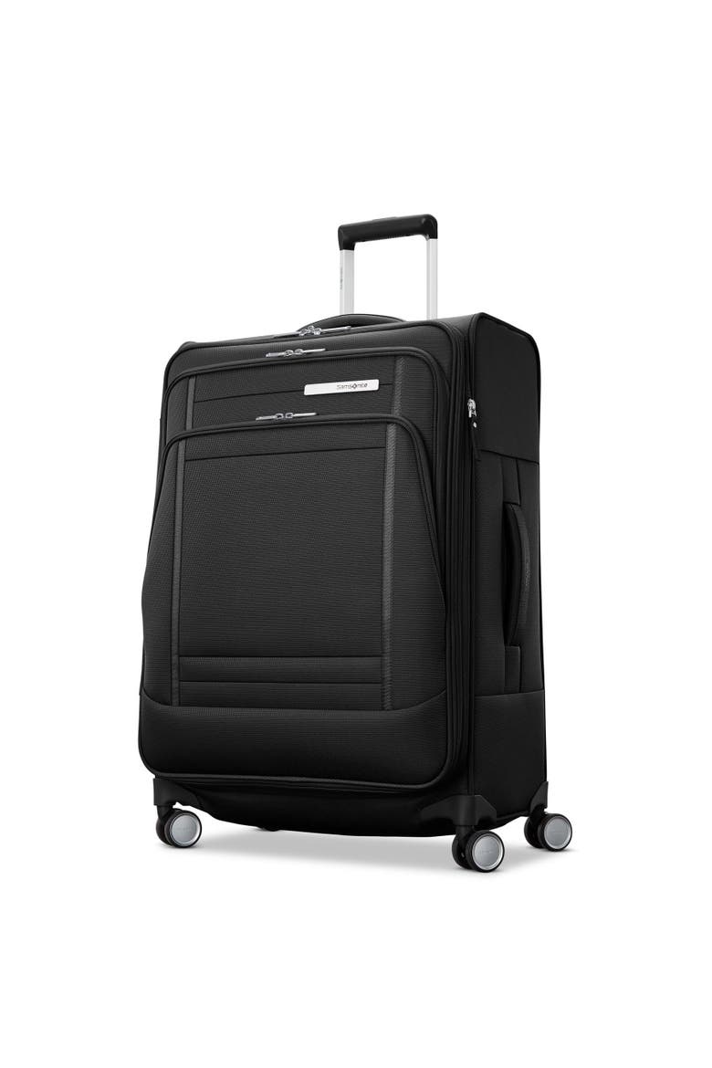 UpLIFT Softside Expandable 25" Medium Checked Spinner Luggage, Main, color, Black