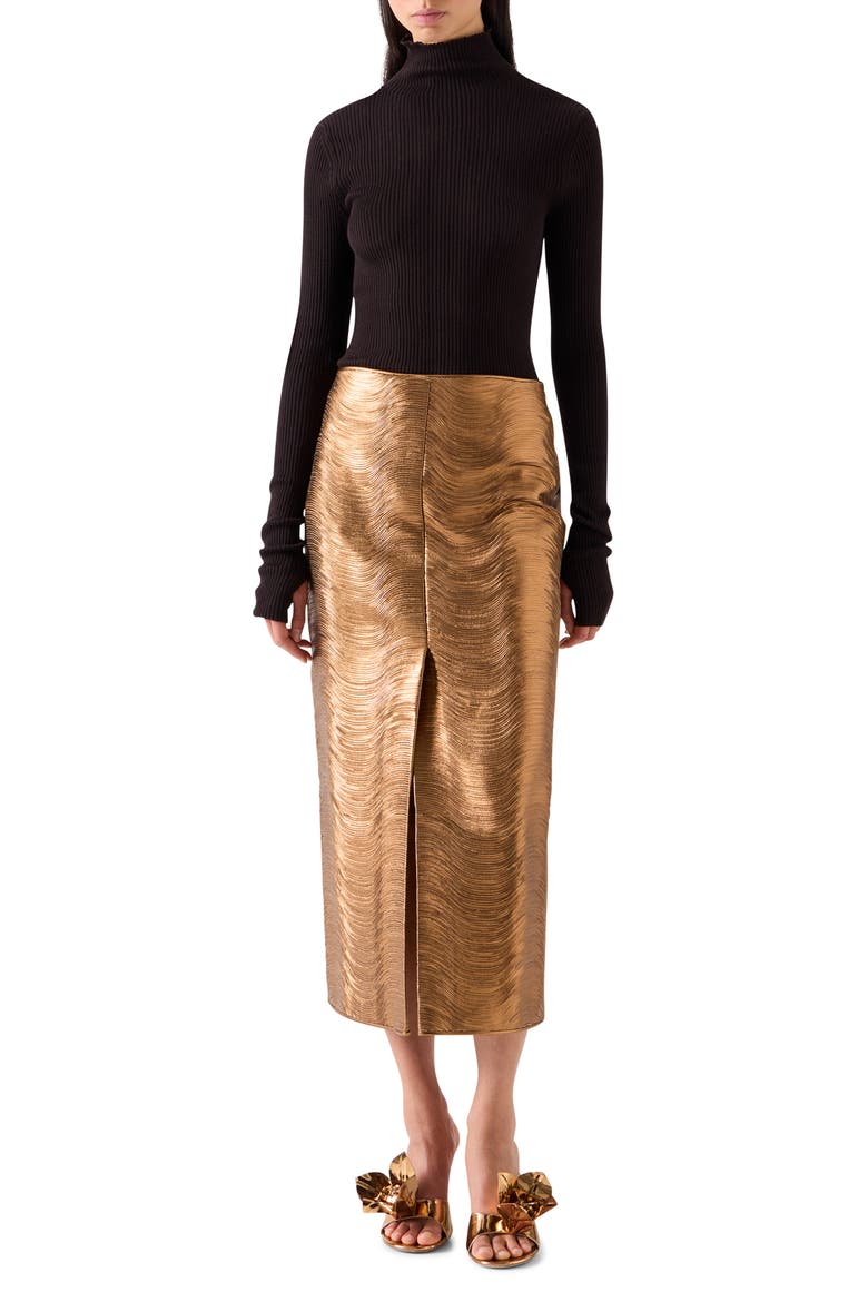 Cashmere & Silk Rib Funnel Neck Sweater, Alternate, color, COFFEE