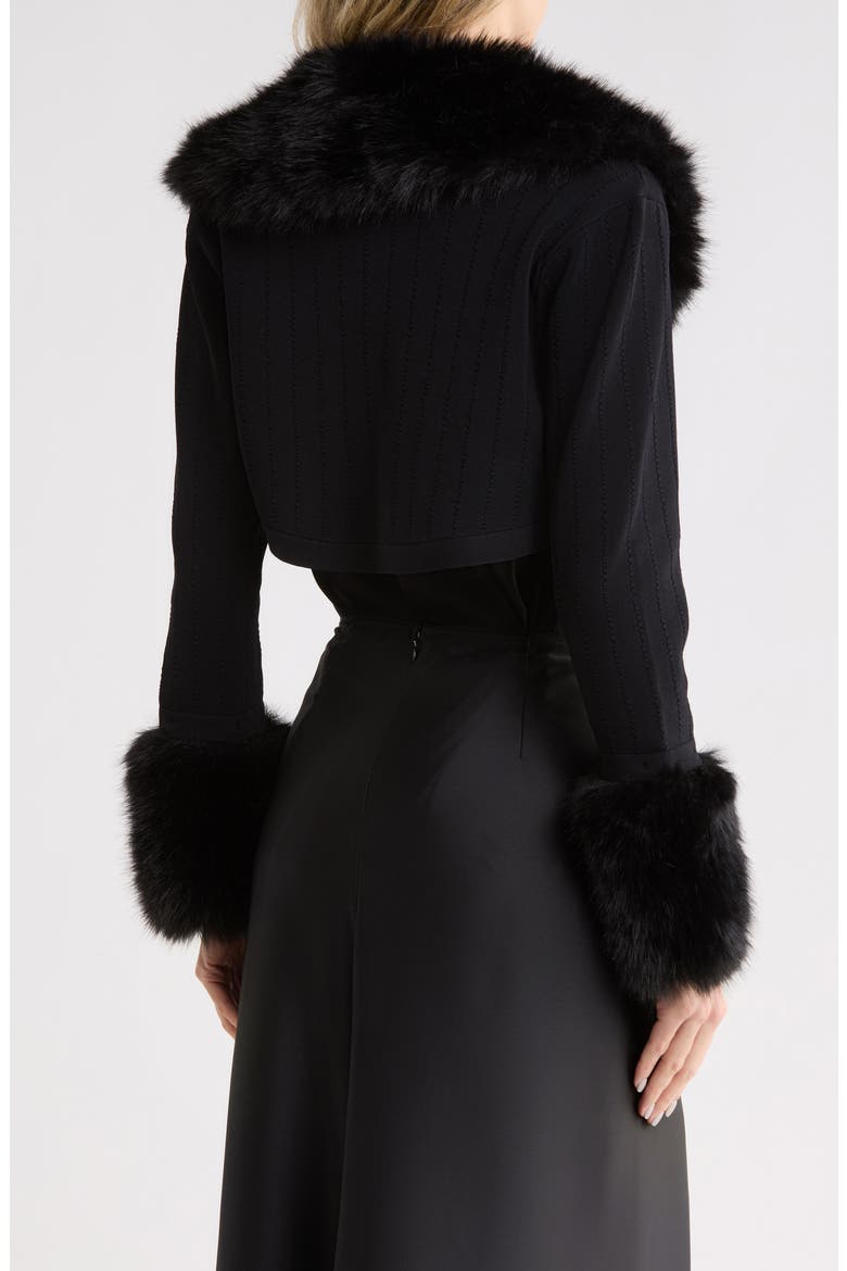 Haru Faux Fur Trim Shrug, Alternate, color, BLACK