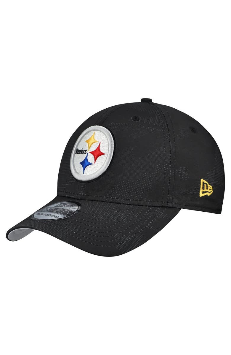 New Era Men
s New Era  Black Pittsburgh Steelers Tonal Camo 39THIRTY Stretch Fit Hat, Main, color, Black
