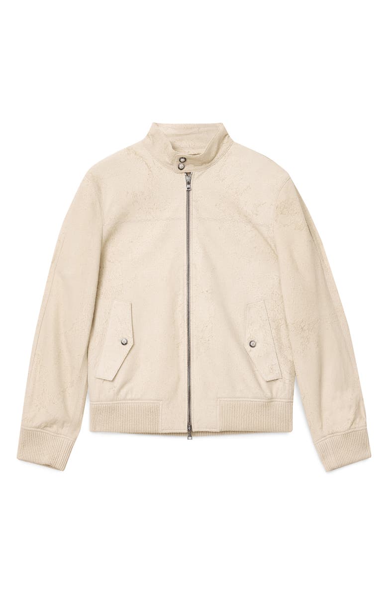 John Varvatos Nathan Distressed Suede Bomber Jacket, Alternate, color, Salt