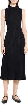 Theory Cable Stitch Sleeveless Wool Blend Sweater Midi Dress