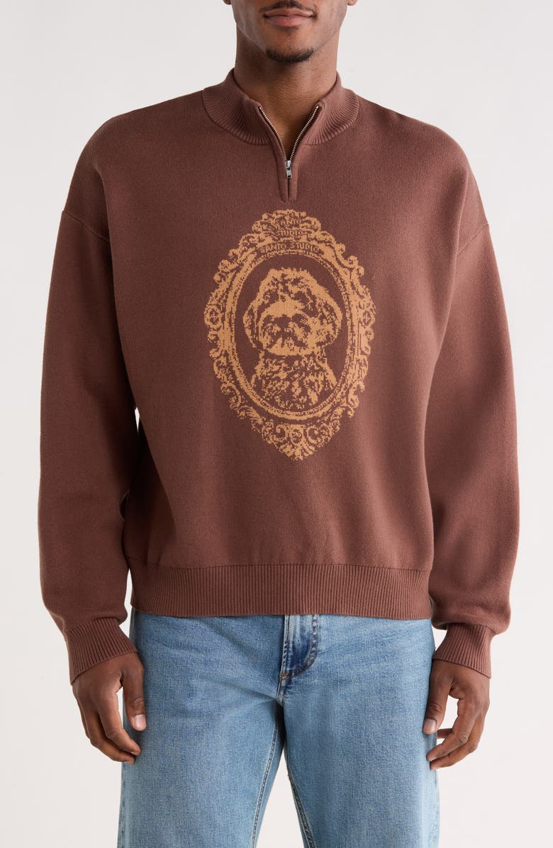 SANTO STUDIO Maple Crest Cotton Quarter Zip Sweater, Main, color, Dolce