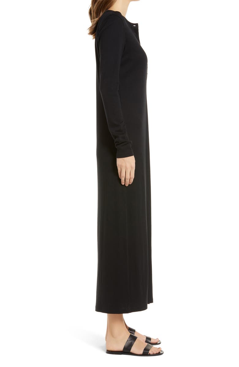 Caslon<sup>®</sup> Split Neck Long Sleeve Cotton Blend Dress, Alternate, color,