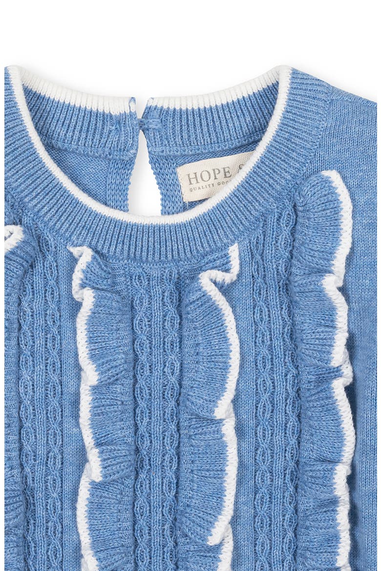 Kids' Organic Ruffle Bodice Sweater Dress, Alternate, color, Medium Blue Heather