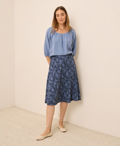 Pact Fit & Flare Midi Skirt In Blue