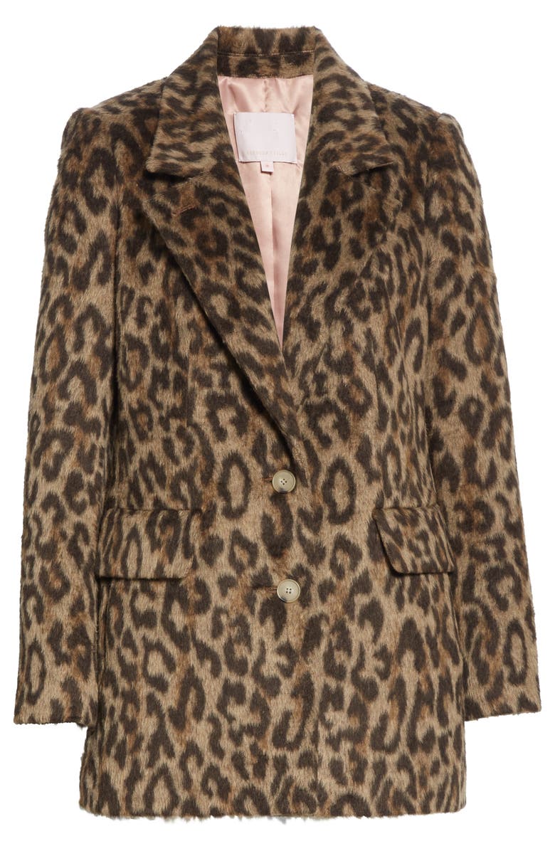Rebecca Taylor Leopard Print Coat, Alternate, color, 