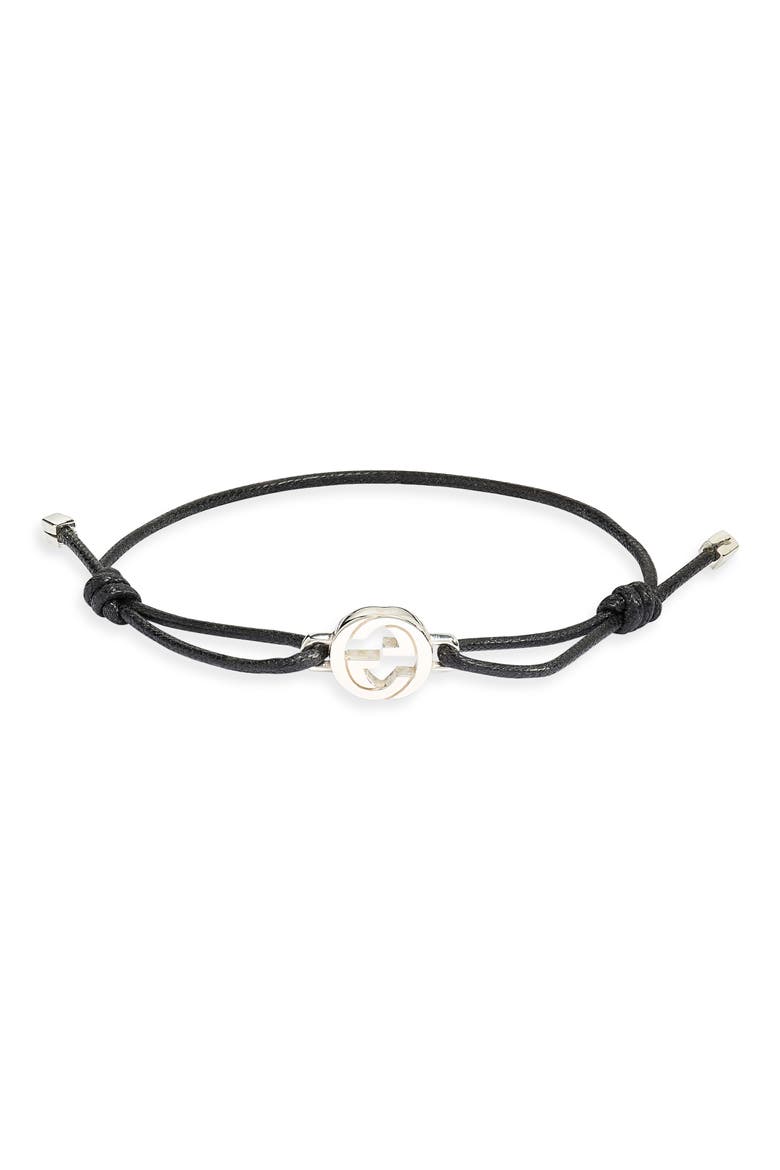 Interlocking-G Cord Bracelet, Main, color, SILVER BLACK