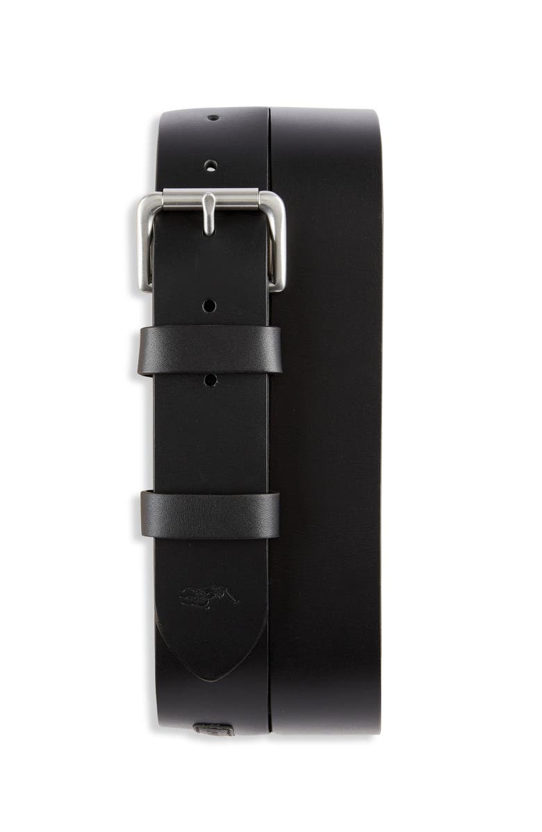 Polo Ralph Lauren Big & Tall Leather Saddle Patch Belt, Main, color, Black