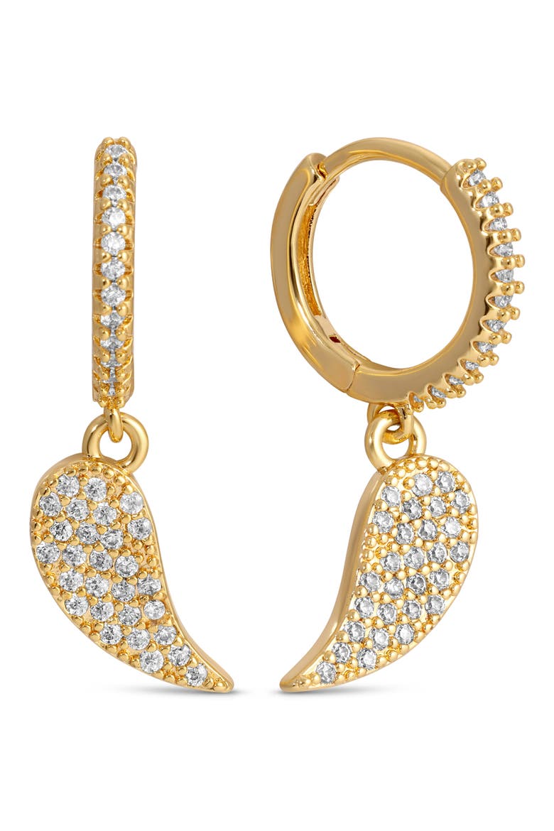 Audrey Set of 3 Cubic Zirconia Drop Huggie Hoop Earrings, Alternate, color, GOLD