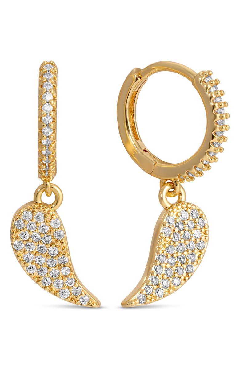 EYE CANDY LOS ANGELES Audrey Set of 3 Cubic Zirconia Drop Huggie Hoop Earrings, Alternate, color, Gold