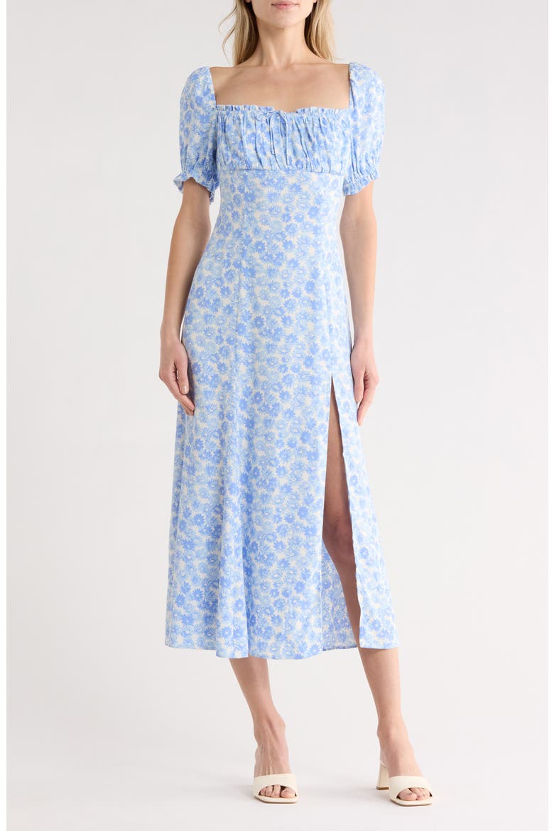 Haisley Floral Puff Sleeve Midi Dress, Main, color, BLUE DAISY