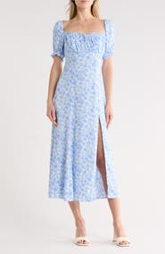 Reformation Haisley Floral Puff Sleeve Midi Dress
