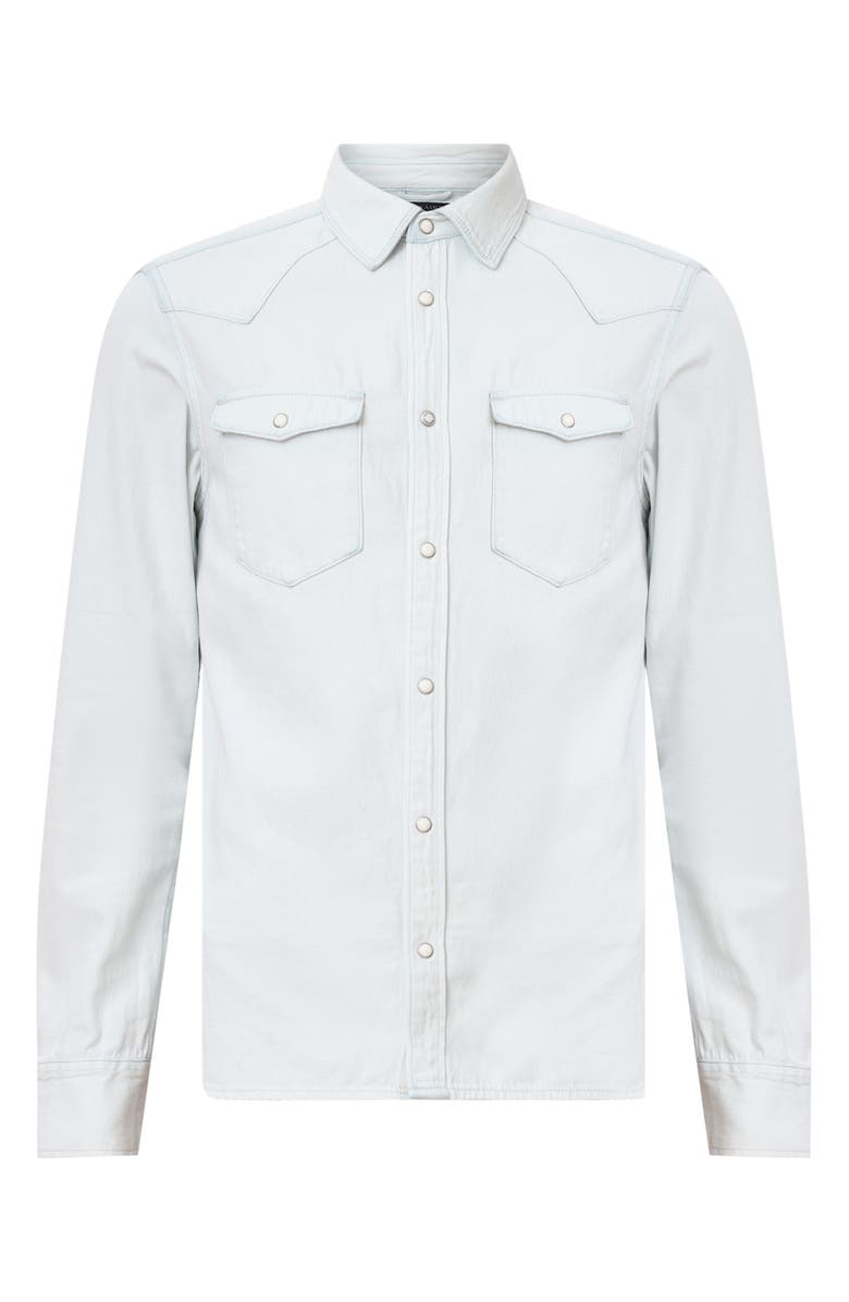AllSaints MacGowan Cotton Denim Snap-Up Western Shirt, Alternate, color, 