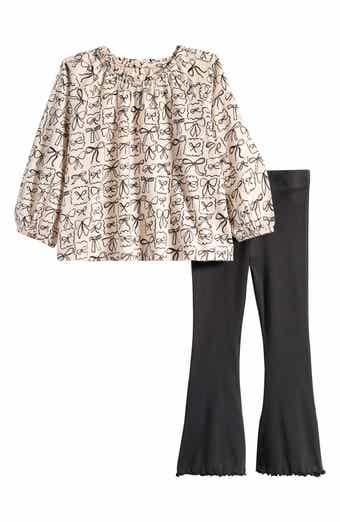 NEXT Kids' Bow Print Top & Flare Leggings Set