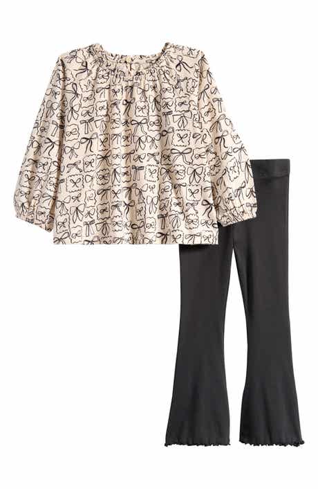 NEXT Kids' Bow Print Top & Flare Leggings Set