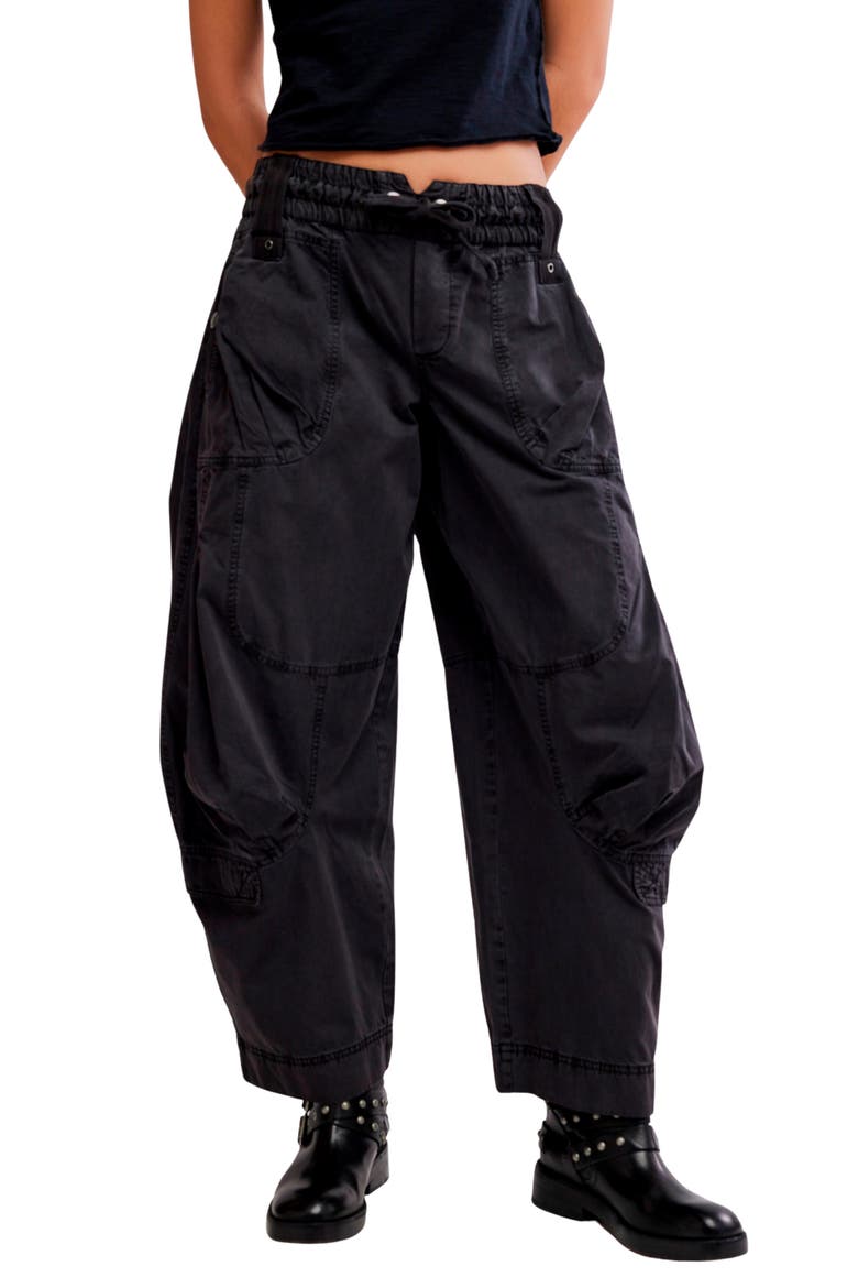 We The Free Onset Cotton Twill Parachute Pants, Main, color, BLACK SAND