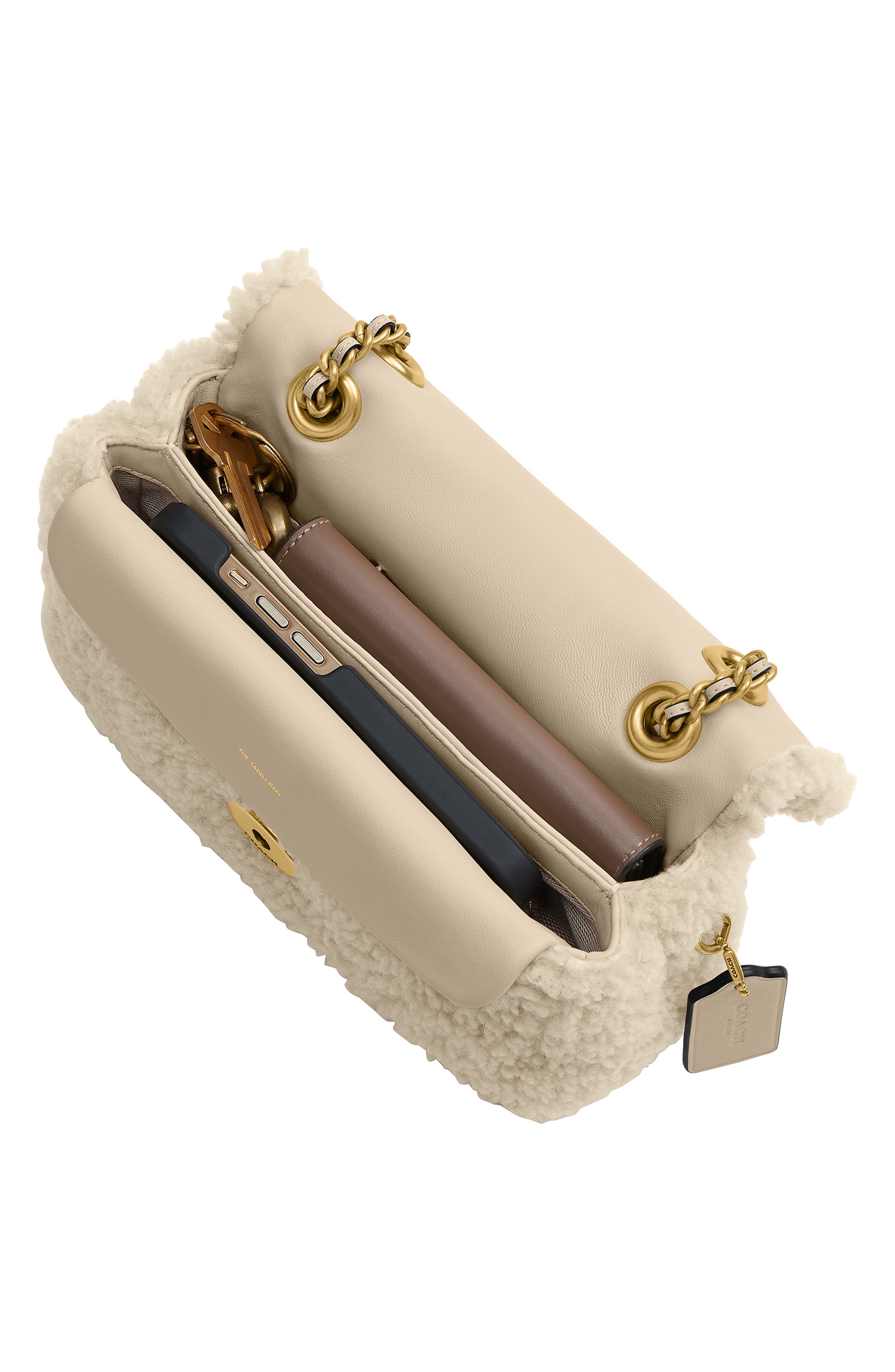 COACH Tabby Genuine Shearling Shoulder Bag, Alternate, color, 