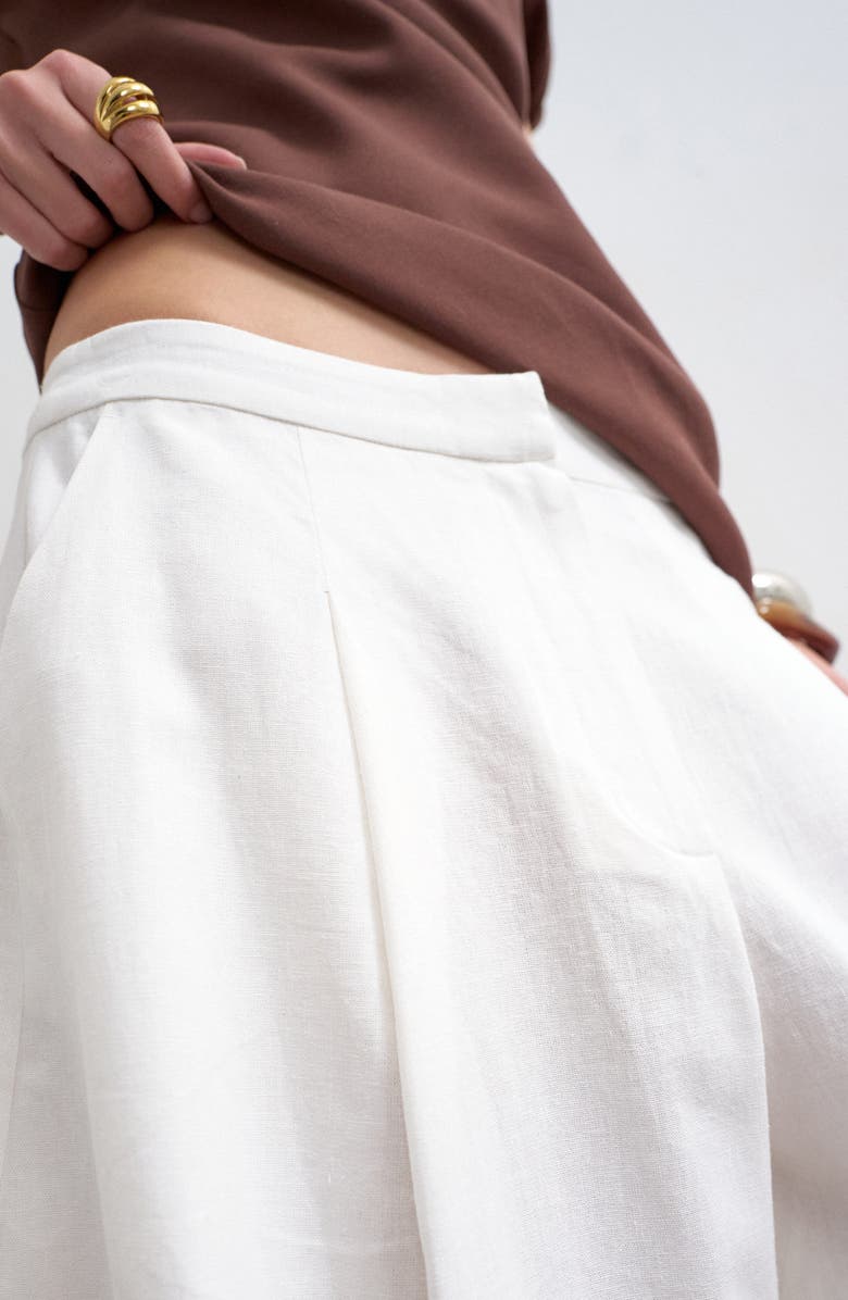 Topshop Linen Blend Culottes, Alternate, color, White