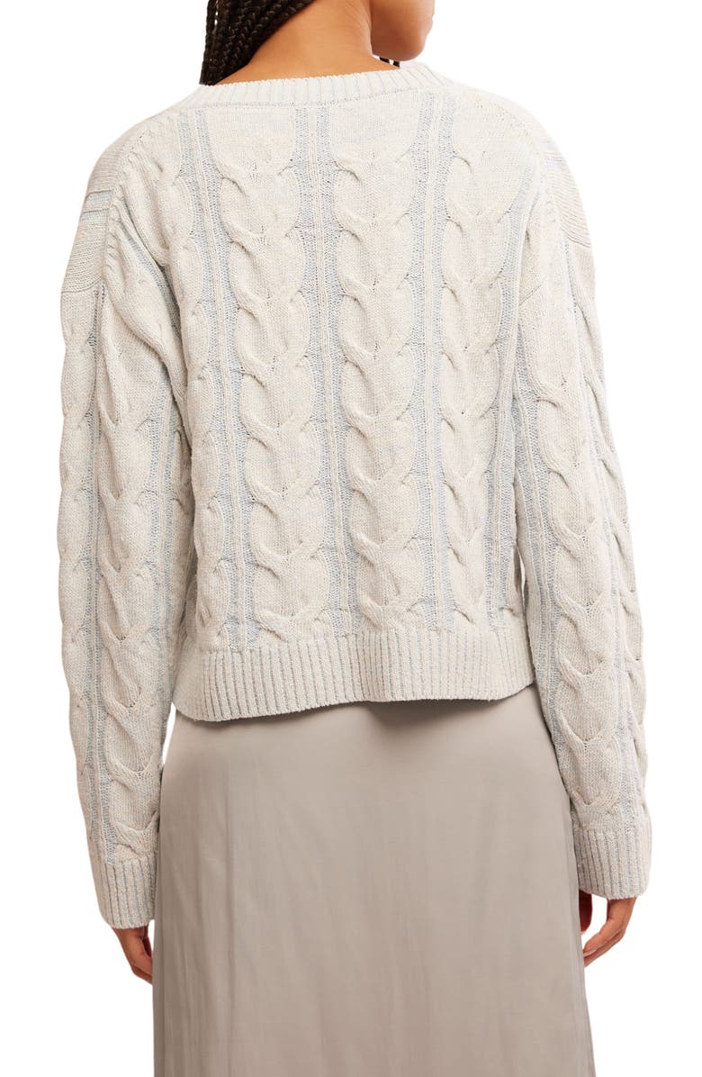 Free People Washed Cable Sweater, Alternate, color, Pale Blue