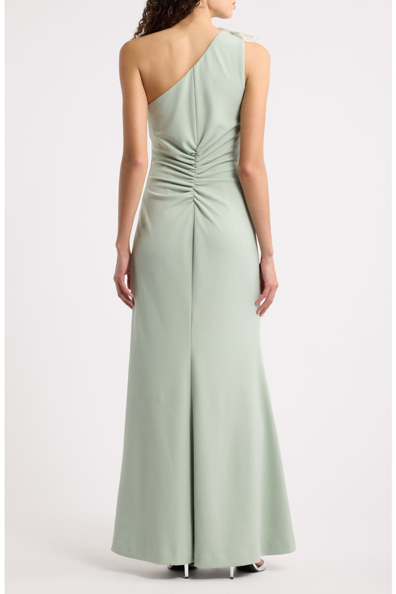 Beaded Floral Detail One-Shoulder Gown, Alternate, color, SAGE