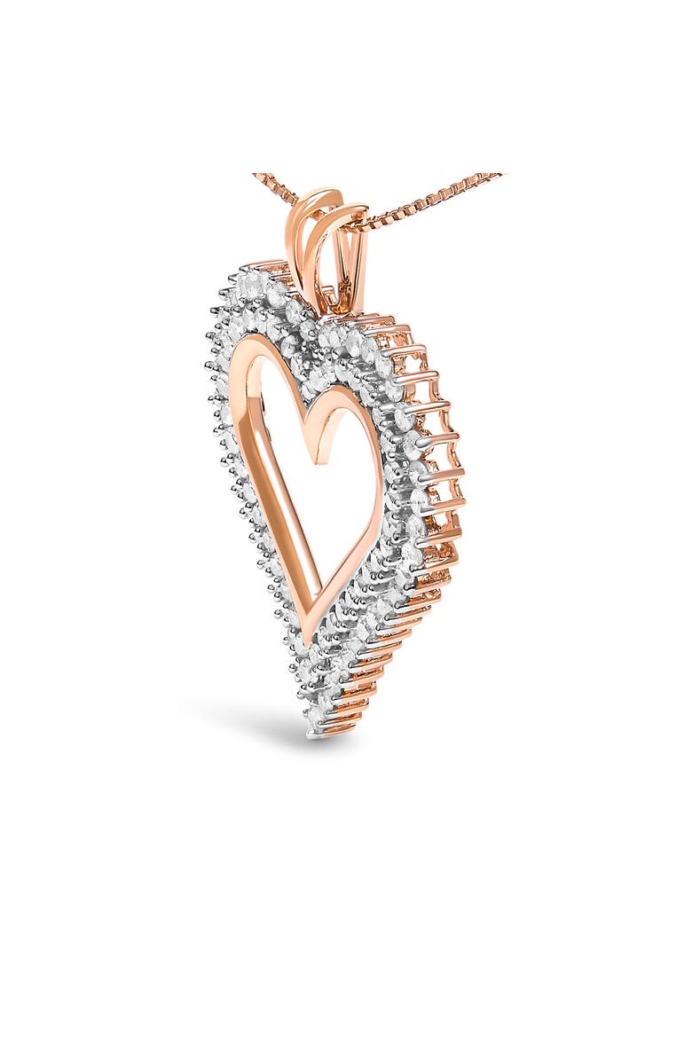 Silver 3.00 Cttw Diamond Heart Pendant Necklace, Alternate, color, Rose
